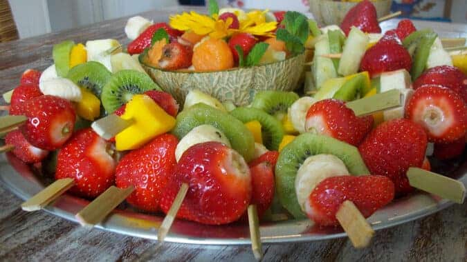 fruit skewers.