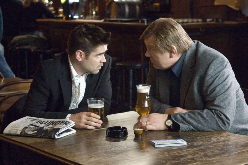 Colin Farrell and Brendan Gleeson in In Bruges (2008).