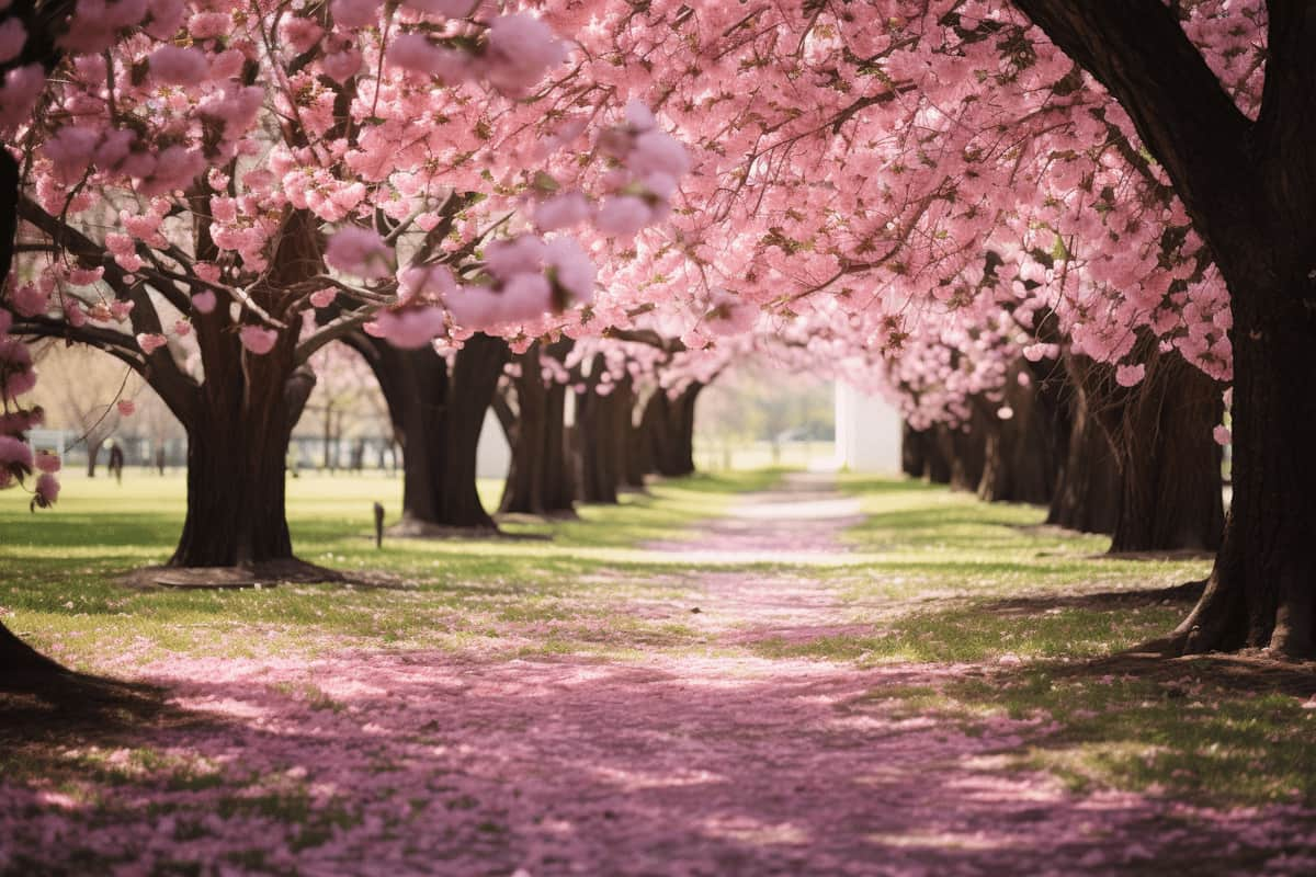 Spring time trees in the park.