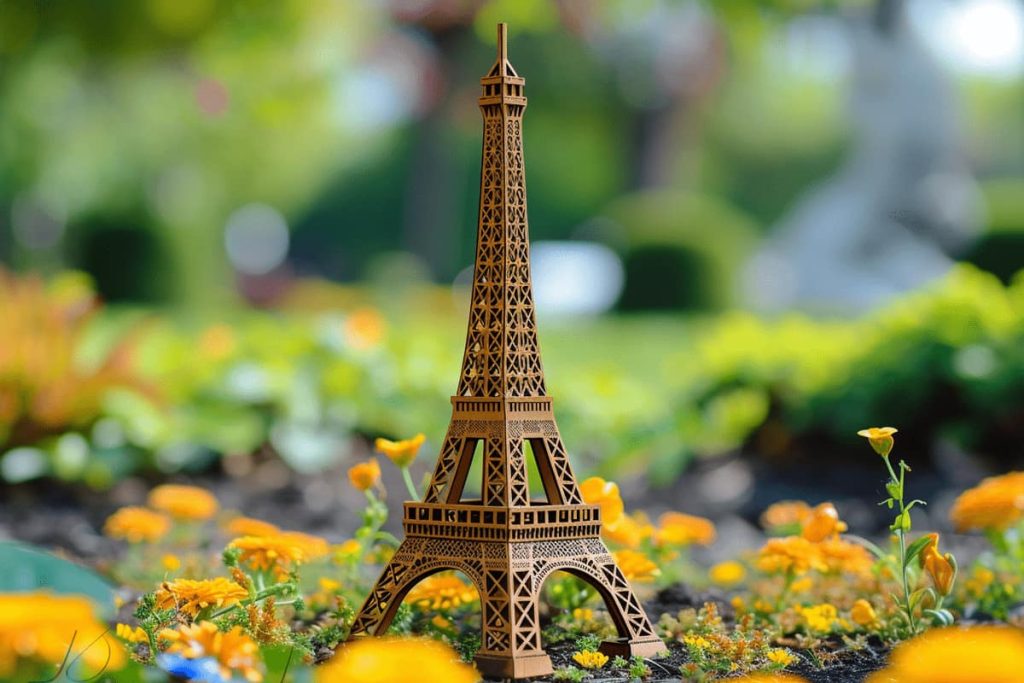 A small toy Eiffel Tower.