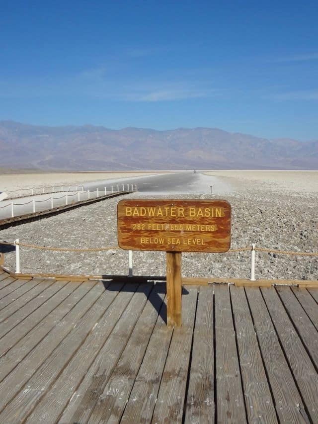 Badwater Basin Sign at Death Valley National Park. High quality photo.