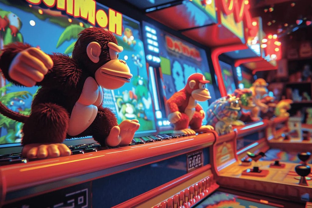 arcade game with donkey kong.