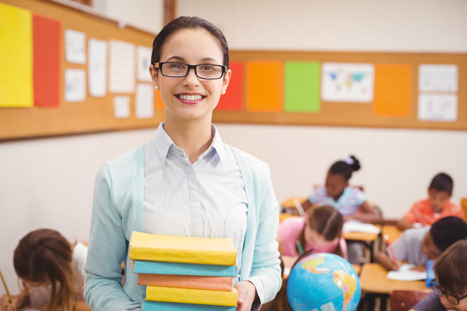 Teacher in front of the class.