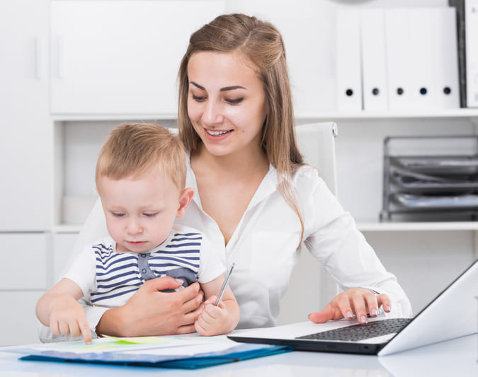 Working mother with small child.