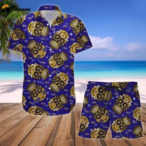 Baltimore Ravens NFL SKull Hawaiian Shirt And Short