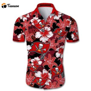 Beach Shirt Tampa Bay Buccaneers Hawaiian All over print Shirt Tropical Flower Short Sleeve Slim Fit Body