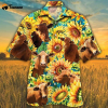 Beefmaster Cattle Sunflower Watercolor Hawaiian Shirt