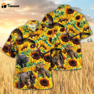 Bobsgardens Sunflower Dinosaur All Printed 3D Hawaiian Shirt