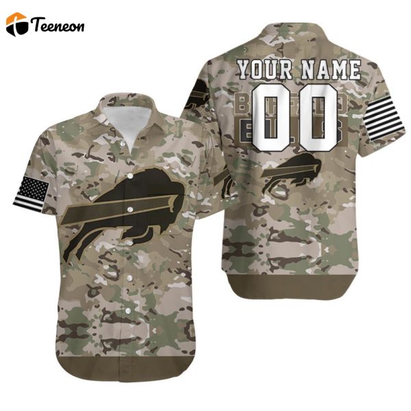 Buffalo Bills Camo Pattern 3D Personalized Hawaiian Shirt