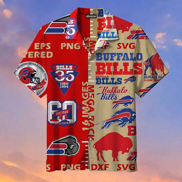 Buffalo Bills Colorblock Baseball Hawaiian Shirt