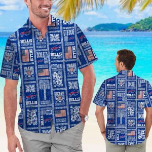 Buffalo Bills Summer Commemorative Short Sleeve Button Up Tropical Aloha Hawaiian Shirt Set for Men Women Kids