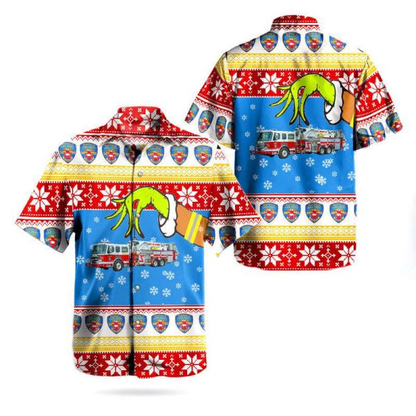 Buffalo Fire Department Fire Truck Ugly Christmas Hawaiian Shirt