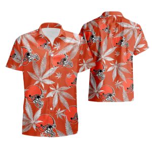 Cleveland Browns cannabis Orange Hawaiian Shirt summer shirt