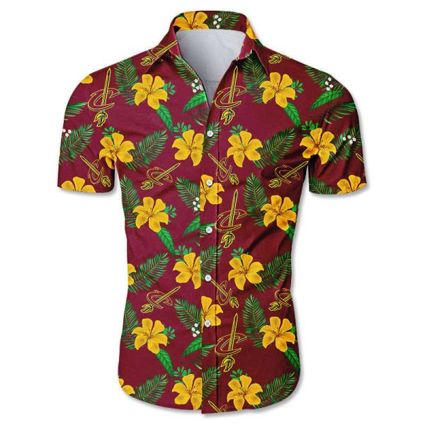 Cleveland Cavaliers Hawaiian Shirt Small Flowers 3072