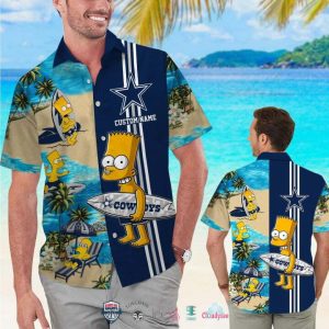 Custom Name Dallas Cowboys Bart Simpson Hawaiian Shirt