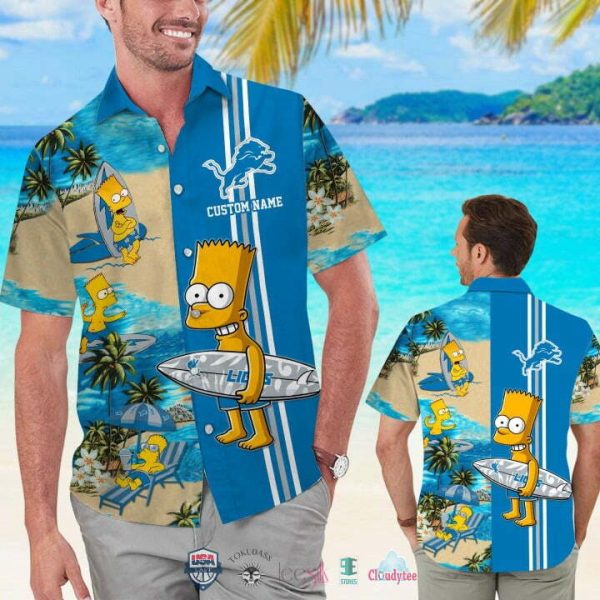 Custom Name Detroit Lions Bart Simpson Hawaiian Shirt