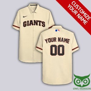 Custom Name Number San Francisco Giants Beige Hawaiian Shirt