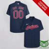 Customized Cleveland Indians Ink Blue With White Red Name Hawaiian Shirt