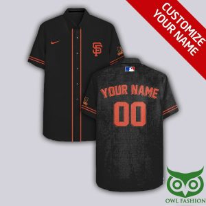 Customized San Francisco Giants Black With Coral Hawaiian Shirt