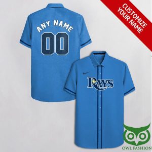 Customized Tampa Bay Rays Blue With Dark Blue Hawaiian Shirt