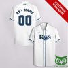 Customized Tampa Bay Rays White With Dark Blue Hawaiian Shirt