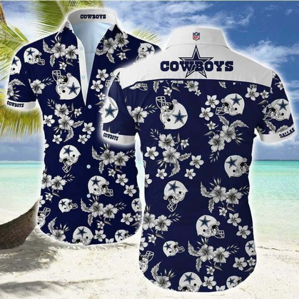 Dallas Cowboys Floral Helmet Hawaiian Shirt