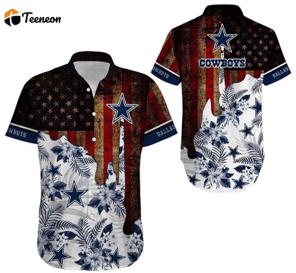 Dallas Cowboys Vintage US Flag Hawaiian Shirt