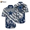 Dallas Cowboys Vtg American Flag Graphic And Floral Pattern Hawaiian Shirt