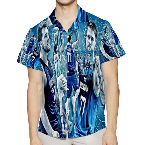 Dallas Mavericks 77 Luka Doncic l14 3D All Over Print Summer Beach Hawaiian Shirt With Pocket