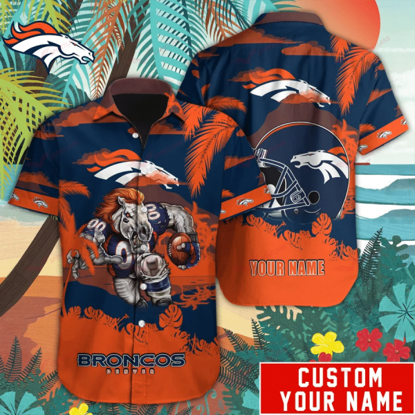 Denver Broncos Hawaiian Shirt Mascot Customize Your Name