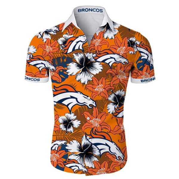 Denver Broncos Hawaiian Shirt Tropical Flower