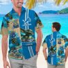 Detroit Lions Baby Yoda Name Personalized Short Sleeve Button Up Tropical Aloha Hawaiian Shirt Set for Men Women Kids