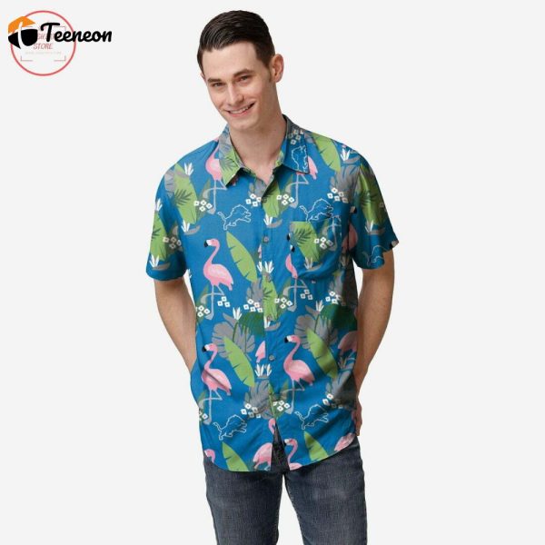 Detroit Lions Floral Hawaiian Shirt