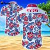 Detroit Pistons Hawaiian Shirt Summer Button Up Shirt For Men Beach Wear Short Sleeve Hawaii Shirt