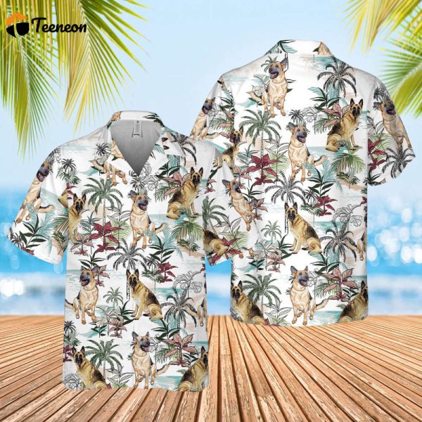 German Shepherd Summer Tropical Pattern