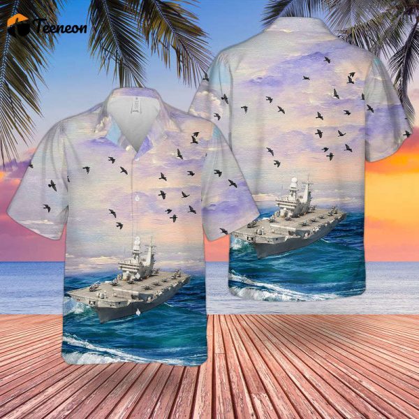 Italian Navy Aircraft Carrier Cavour 550 Hawaiian Shirt Gift for Dad Father Days