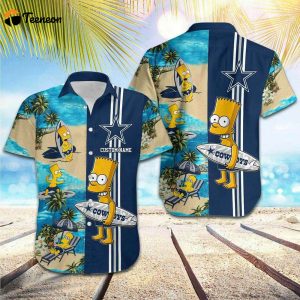 Limited Dallas Cowboys Bart Simpsons Surfing Hawaiian Shirt