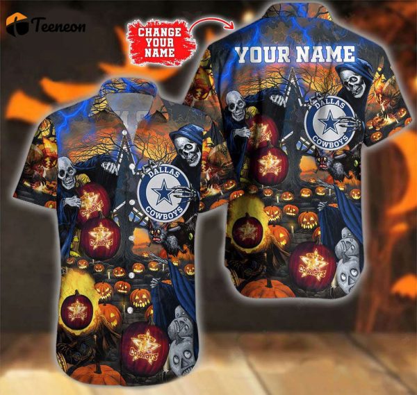 Limited Personalized Dallas Cowboys Halloween Night Graphic Hawaiian Shirt