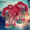 MLB Arizona Diamondbacks Hawaiian Shirt Flower Pink Crane Pattern For Fans