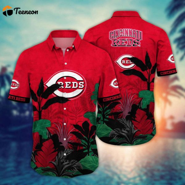 MLB Cincinnati Reds Hawaiian Shirt Flower Tropical Trees Pattern For Fans