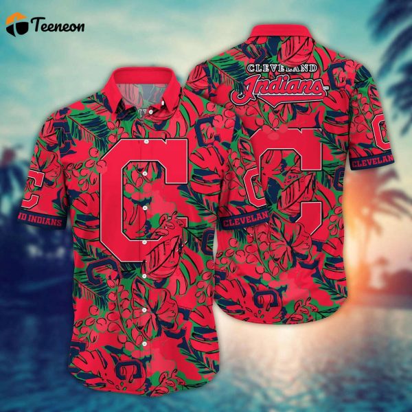 MLB Cleveland Indians Hawaiian Shirt Flower Palm Tree Paradise For Fans