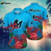 MLB Miami Marlins Hawaiian Shirt Flower Tropical Trees Pattern For Fans