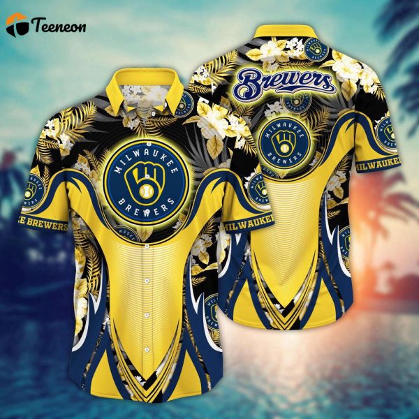 MLB Milwaukee Brewers Hawaiian Shirt Flower Grandstand Glamour For Fans