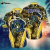 MLB Milwaukee Brewers Hawaiian Shirt Flower Strike A Style Pose For Fans