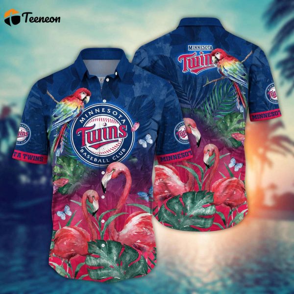 MLB Minnesota Twins Hawaiian Shirt Flower Pink Crane Pattern For Fans