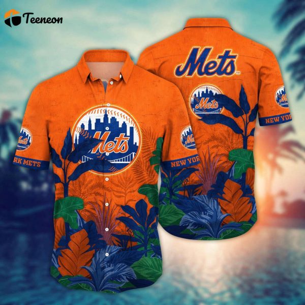 MLB New York Mets Hawaiian Shirt Flower Tropical Trees Pattern For Fans