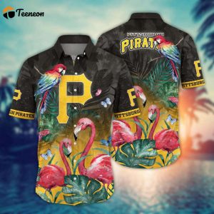 MLB Pittsburgh Pirates Hawaiian Shirt Flower Pink Crane Pattern For Fans