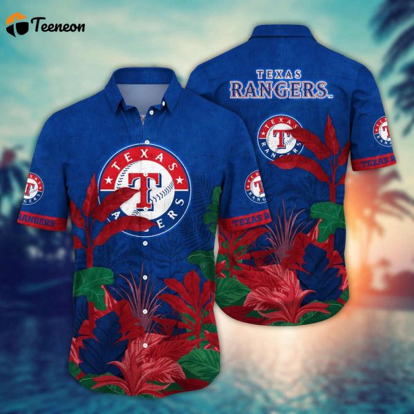 MLB Texas Rangers Hawaiian Shirt Flower Tropical Trees Pattern For Fans