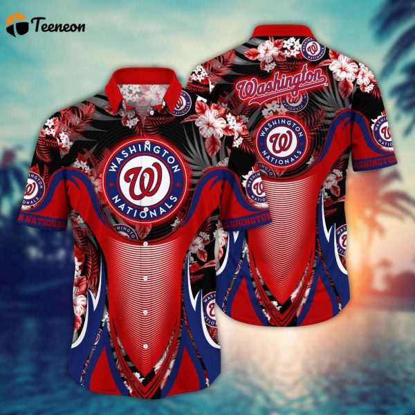 MLB Washington Nationals Hawaiian Shirt Flower Grandstand Glamour For Fans