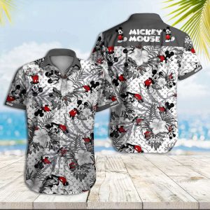 Mickey Mouse Hawaiian Shirt White Gray Mickey Hawaiian Shirt